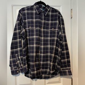 Polo men’s large blue & white plaid button down long sleeve shirt